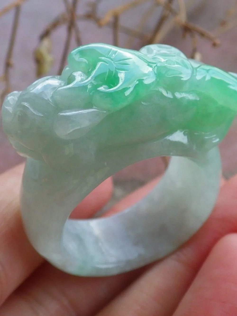 Certified Natural Myanmar Burma A JADE Jadeite Dragon Pi Xiu Ring US 12.75